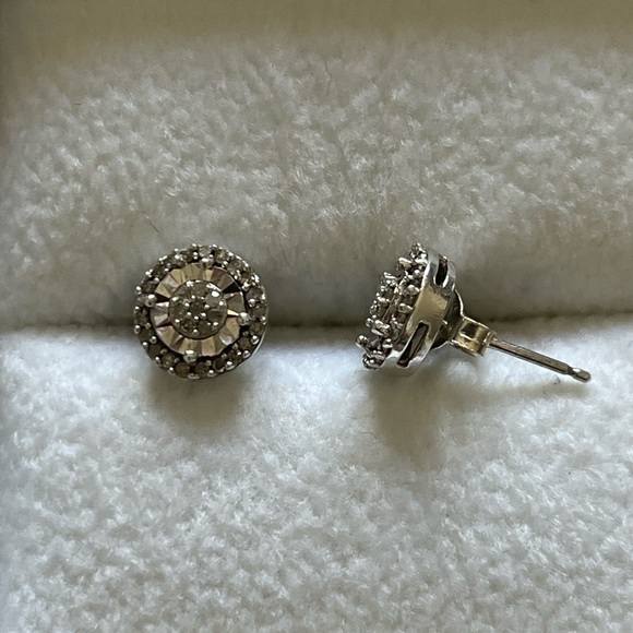 sterling silver diamond earrings - Picture 4 of 4